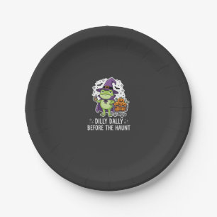 Halloween Dilly Dally Frog Witch Pumpkin Cart Paper Plate