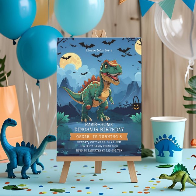 Halloween Dinosaur Birthday | Spooky T-Rex Party Invitation (Creator Uploaded)