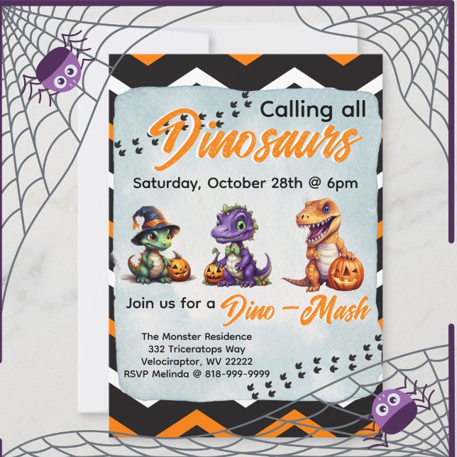 Halloween Dinosaur Dino-Mash Party Invitation (Halloween Dinosaur Dino-Mash Party Invitation)