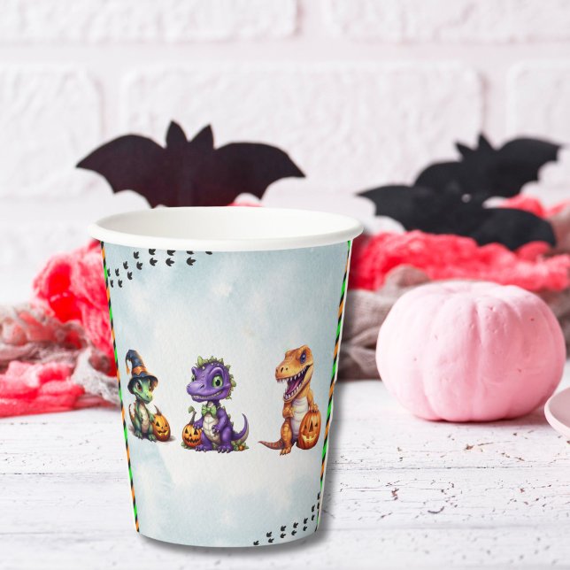 Halloween Dinosaur Dino-Mash Party Paper Cups (Dinosaur paper cup for Halloween)