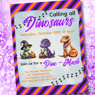 Halloween Dinosaur Dino-Mash Party Postcard
