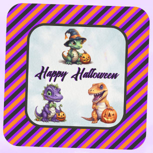 Halloween Dinosaur Dino-Mash Party Square Sticker