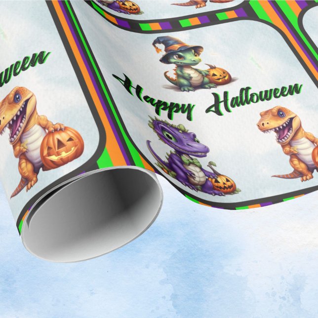 Halloween Dinosaur Dino-Mash Party Wrapping Paper (Halloween Dino Wrapping Paper)