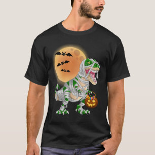Halloween Dinosaur Mummy T rex Pumpkin Moon T-Shirt