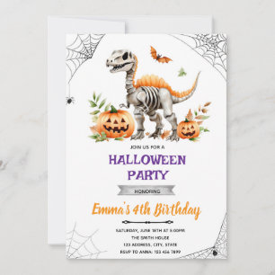 Halloween dinosaur party invitation