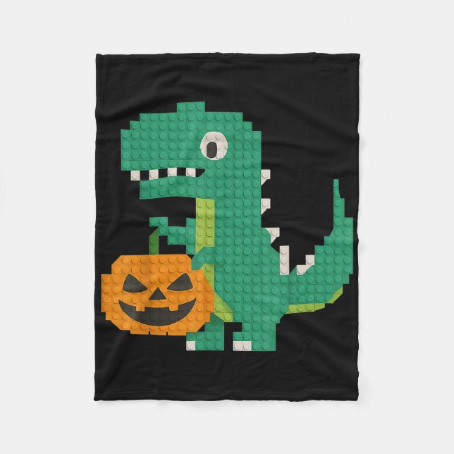 Halloween Dinosaur Pumpkin Master Builder Block Br Fleece Blanket (Front)
