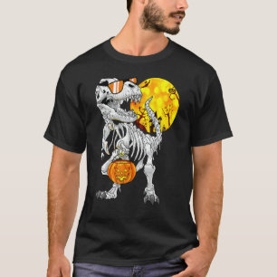 Halloween Dinosaur Rex Skeleton Scary Boys Kids Te T-Shirt