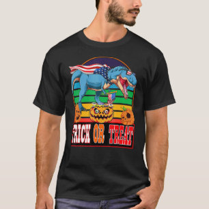 Halloween Dinosaur Saurus Rex Trick Or Treat Pumpk T-Shirt