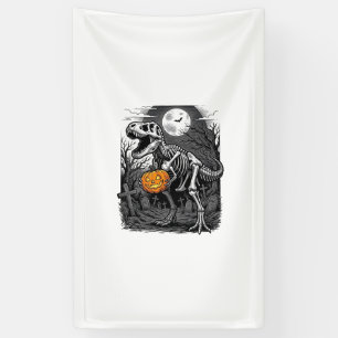 Halloween Dinosaur Skeleton Pumpkin Vintage Shirt Banner