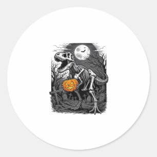 Halloween Dinosaur Skeleton Pumpkin Vintage Shirt Classic Round Sticker