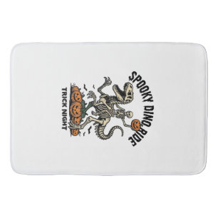 Halloween Dinosaur Skeleton Vintage Trick Ride_1 Bath Mat