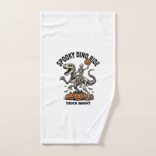 Halloween Dinosaur Skeleton Vintage Trick Ride_1 Hand Towel