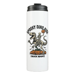 Halloween Dinosaur Skeleton Vintage Trick Ride_1 Thermal Tumbler