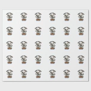 Halloween Dinosaur Skeleton Vintage Trick Ride_1 Wrapping Paper