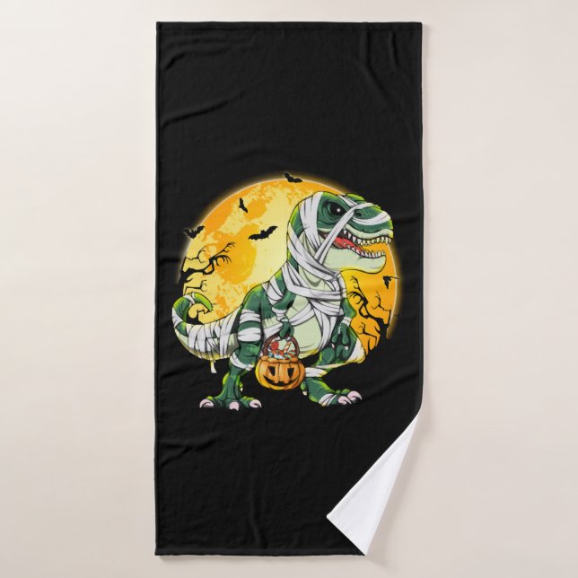 Halloween Dinosaur T rex Mummy Pumpkin Bath Towel (Bath Towel)