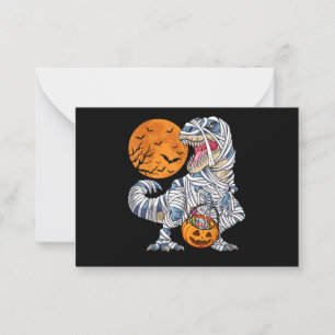 Halloween Dinosaur T rex Mummy Pumpkin Card
