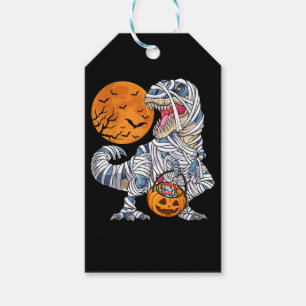 Halloween Dinosaur T rex Mummy Pumpkin Gift Tags