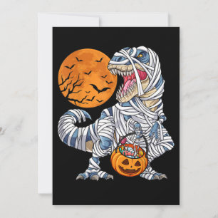 Halloween Dinosaur T rex Mummy Pumpkin Invitation