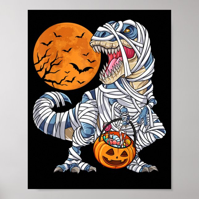 Halloween Dinosaur T rex Mummy Pumpkin Poster (Front)