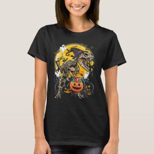 Halloween Dinosaur T Rex Skeleton Scary Boys Kids T-Shirt