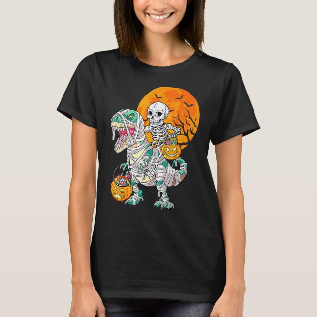 Halloween Dinosaur T Rex Skeleton Scary Boys Kids  T-Shirt (Front)