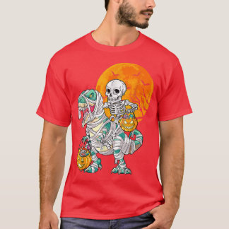 Halloween Dinosaur T Rex Skeleton Scary BoysTeens  T-Shirt