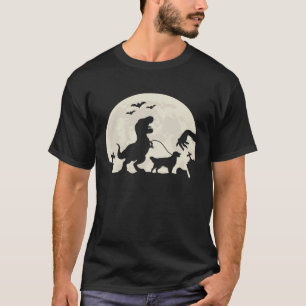 Halloween Dinosaur Walking Golden Retriever T-Shirt