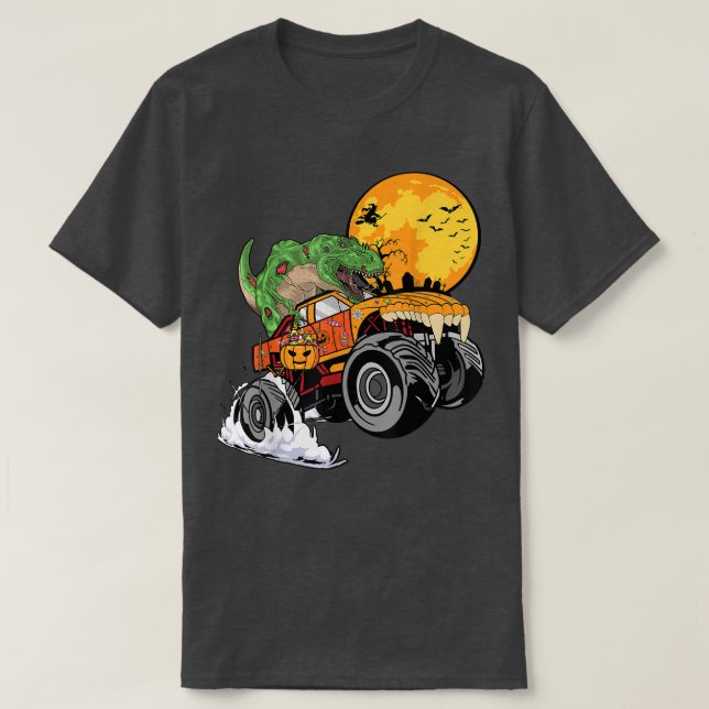 Halloween Dinosaur Zombie Monster Truck Boys Toddl T-Shirt (Design Front)