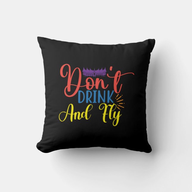 Halloween Do Not Drink And Fly Birthday Cushion (Front)