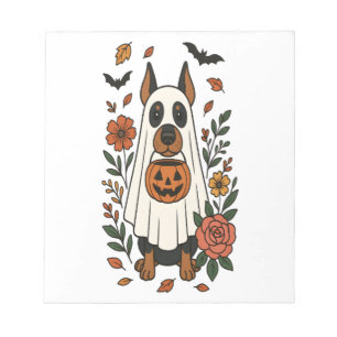 Halloween Doberman Pinscher Flowers Notepad