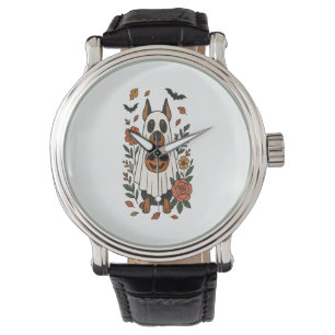 Halloween Doberman Pinscher Flowers Watch