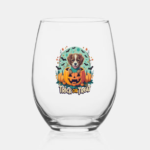 Halloween Dog 1 Stemless Wine Glass