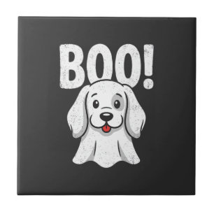 Halloween Dog Boo Cute Puppy Ghost Design Ceramic Tile