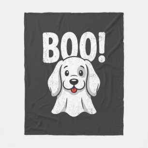 Halloween Dog Boo Cute Puppy Ghost Design Fleece Blanket