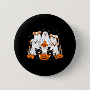 Halloween Dog Dressed As Ghost Halloween Dog Funny 6 Cm Round Badge