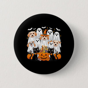 Halloween Dog Dressed As Ghost Halloween Dog Men 6 Cm Round Badge