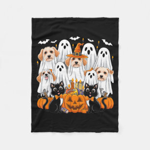 Halloween Dog Dressed As Ghost Halloween Dog Men Fleece Blanket
