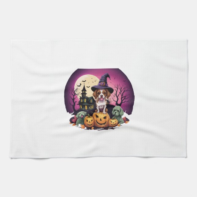 Halloween Dog Fall Lovers Tea Towel (Horizontal)