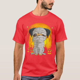 Halloween Dog for Boys Men Cute Pug Dog Mummy Pump T-Shirt