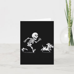 Halloween Dog Funny Skeleton Skeleton Chasing Dog Card
