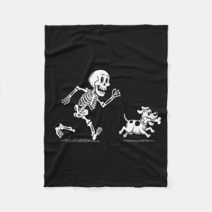 Halloween Dog Funny Skeleton Skeleton Chasing Dog Fleece Blanket