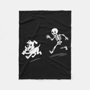 Halloween Dog Funny Skeleton Skeleton Chasing Dog Fleece Blanket