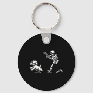 Halloween Dog Funny Skeleton Skeleton Chasing Dog Key Ring