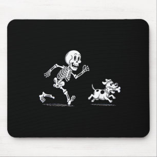 Halloween Dog Funny Skeleton Skeleton Chasing Dog Mouse Pad