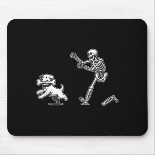 Halloween Dog Funny Skeleton Skeleton Chasing Dog Mouse Pad