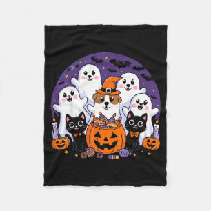 Halloween Dog Ghost Halloween Dog Funny Men Women Fleece Blanket