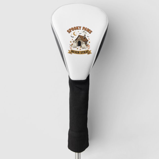 Halloween Dog Ghost Paws Golf Head Cover (Front)