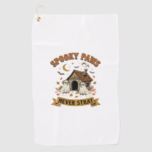 Halloween Dog Ghost Paws Golf Towel