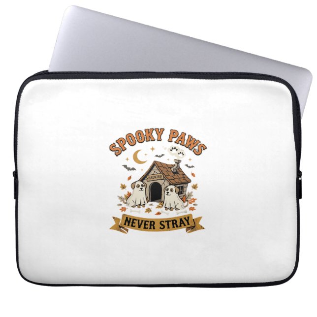 Halloween Dog Ghost Paws Laptop Sleeve (Front)
