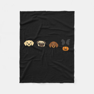 Halloween Dog Ghosts Pug Lab Dachshund Terrier Fleece Blanket